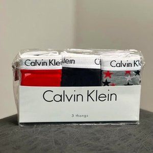 Calvin Klein Women's Cotton Thong 3-Pack Multi Colors .